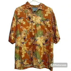 Hawaiian Vintage Bermuda Bay Shirt 100% Silk Size Medium